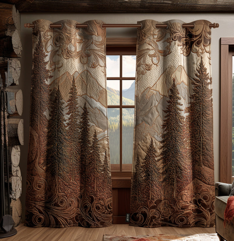 Anastasia - Quilted Curtains - Quiet Forest