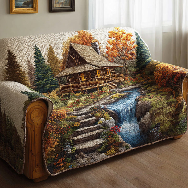 Maxine - Quilted Sofa Cover Woud Amber Colour