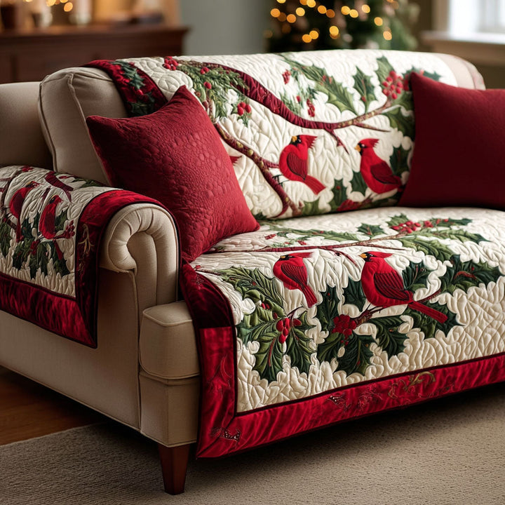 Oriana - Quilted Sofa Cover Cardinals Crimson