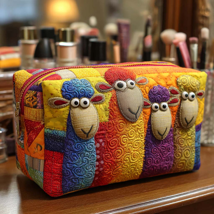 Peyton - Quilted Toiletry Bag - Colourful Quilt Print