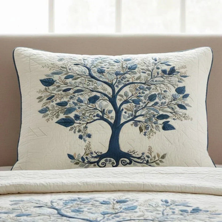 Quilted Decorative Pillowcase - Blue Serenity