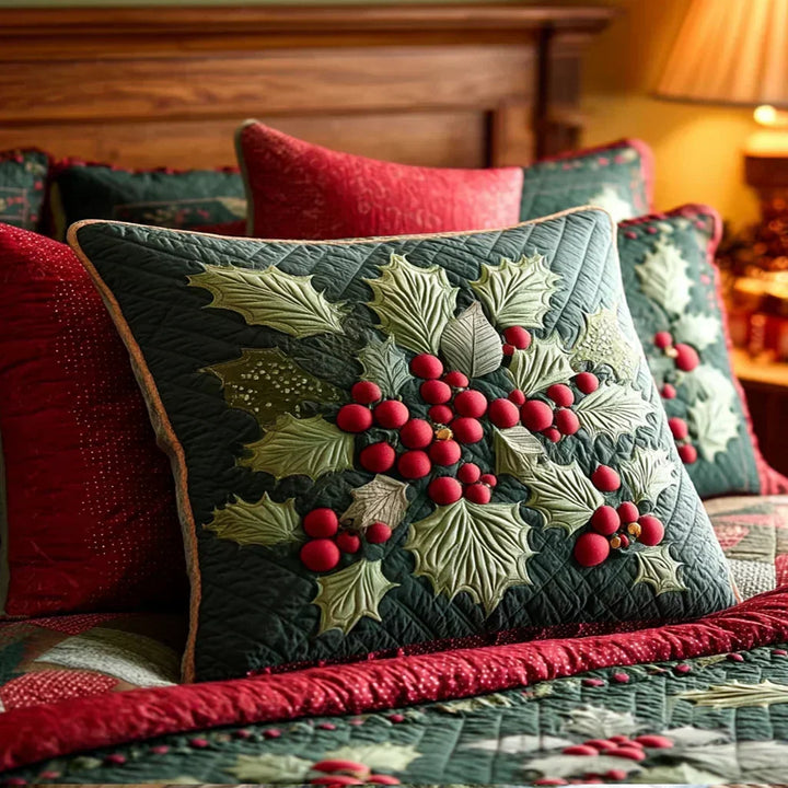 Quilted Decorative Pillowcase - Holly