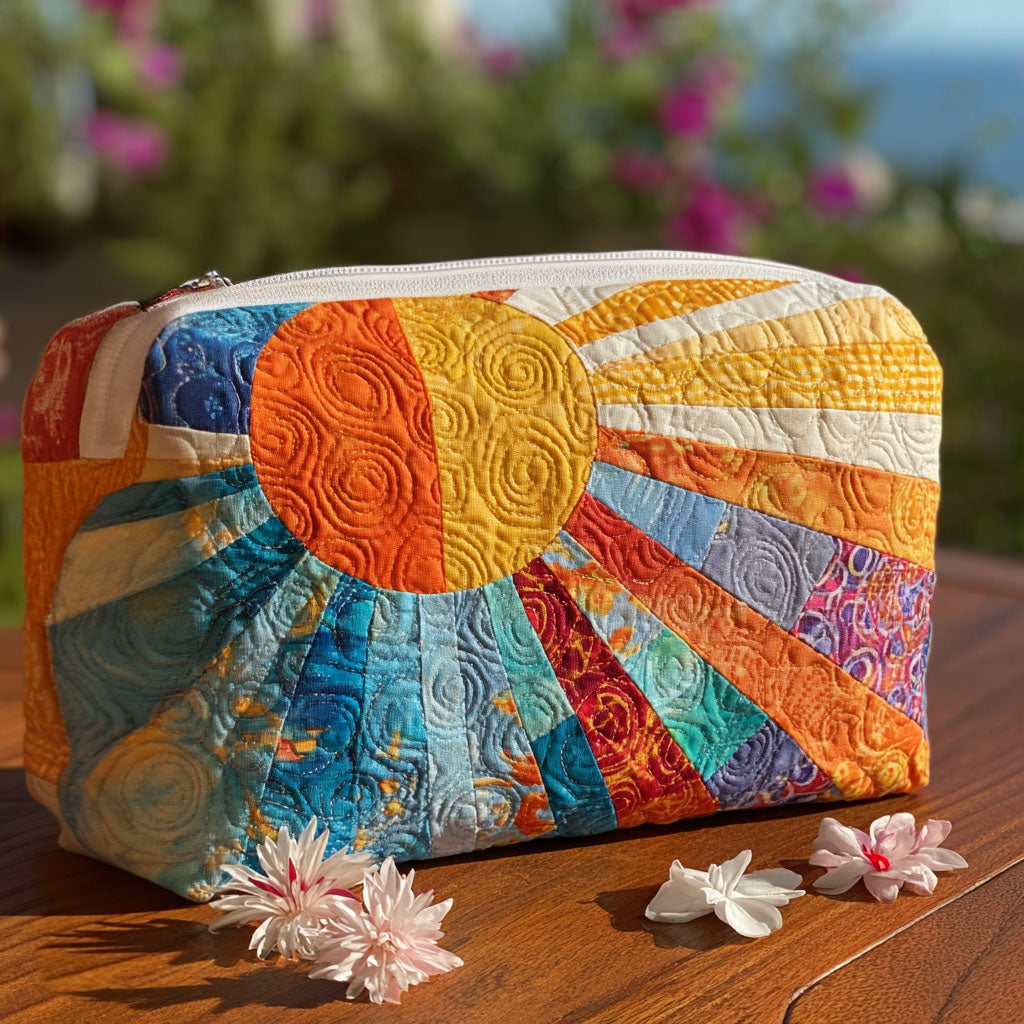 Sharon - Quilted Toiletry Bag - Colourful Retro Print