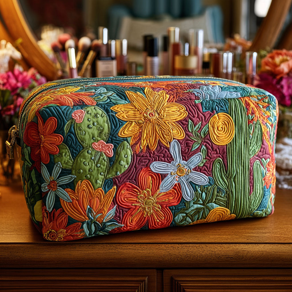 Tillie - Quilted Toiletry Bag - Colourful Cacti