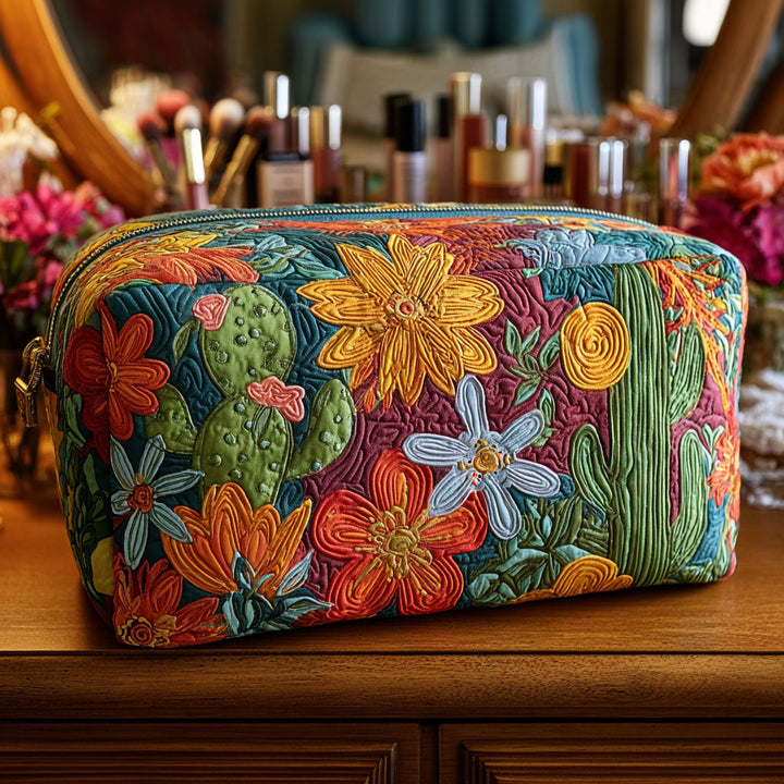 Tillie - Quilted Toiletry Bag - Colourful Cacti